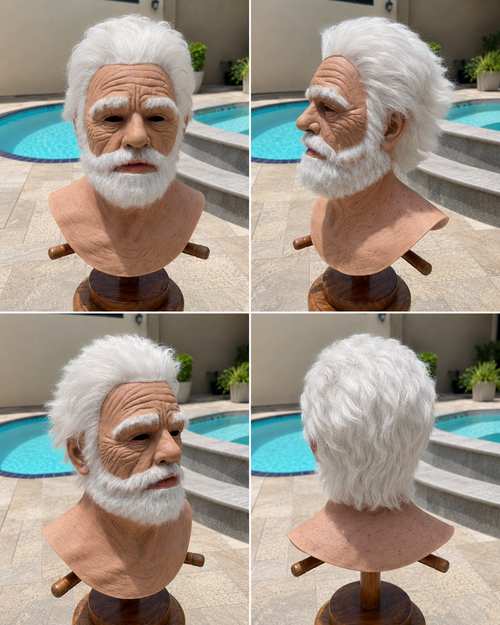 Mann mit langen grauen Haaren